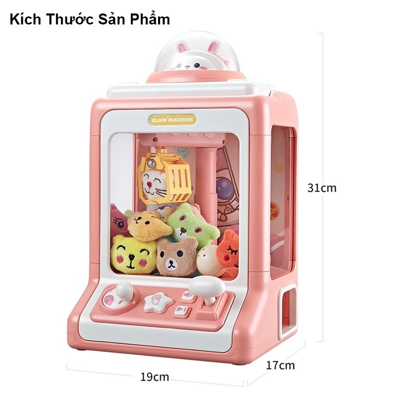 Máy gắp thú bông mini cho bé kích thước lớn, có nhạc có đèn, sẵn nhiều gấu bông cho bé