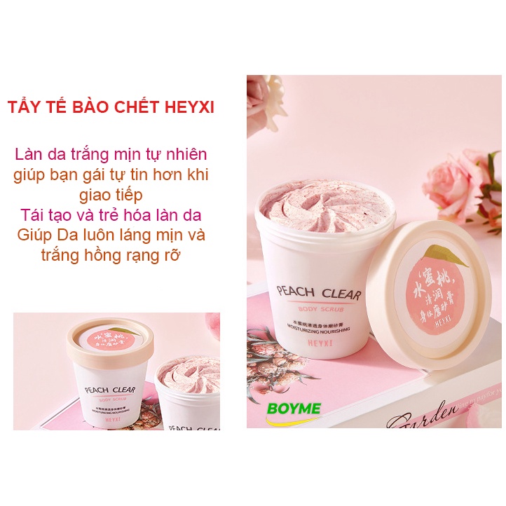 Tẩy Da Chết Body HEYXI 200g, Tẩy Da Chết Toàn Thân Làm Sạch Sâu, Giữ Ẩm, Cho Làn Da Sáng, Mịn, Trắng Hồng Tự Nhiên