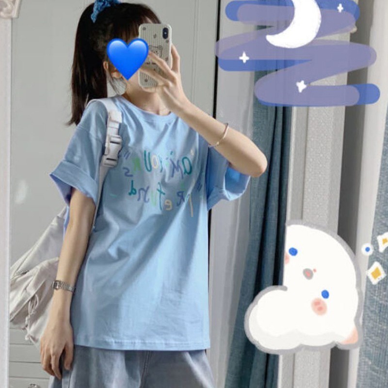 NRVP Áo Thun Unisex Mùa Hè Dáng Suông Tay Cộc Phong Cách Hàn Quốc Cho Nam Nữ