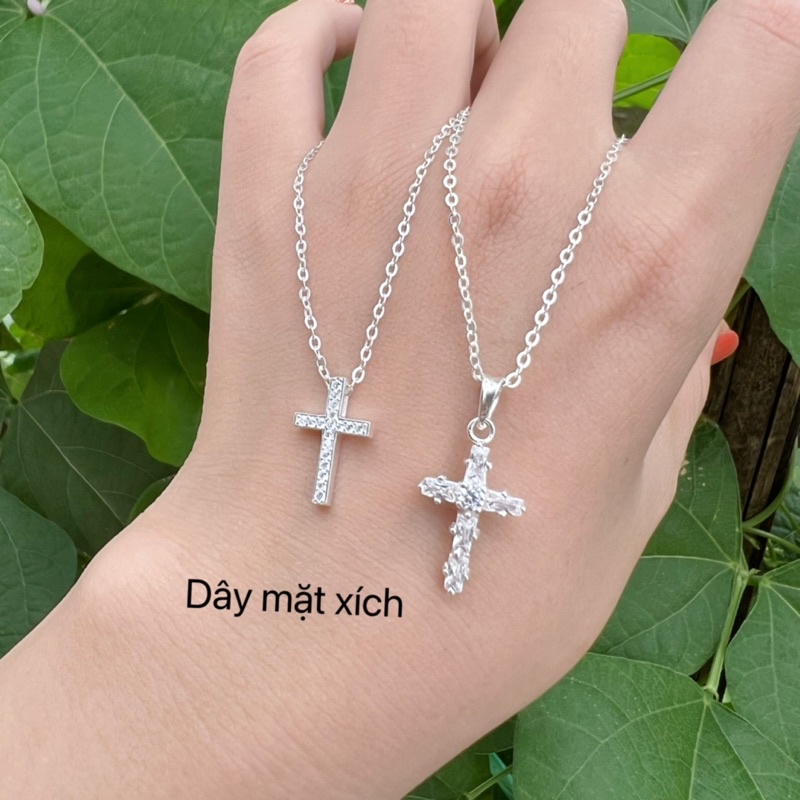 Dây chuyền thánh giá đá basic bạc DaLiA Jewelry vòng cổ bạc chữ thập đẹp cá tính bạc thật có ý nghĩa