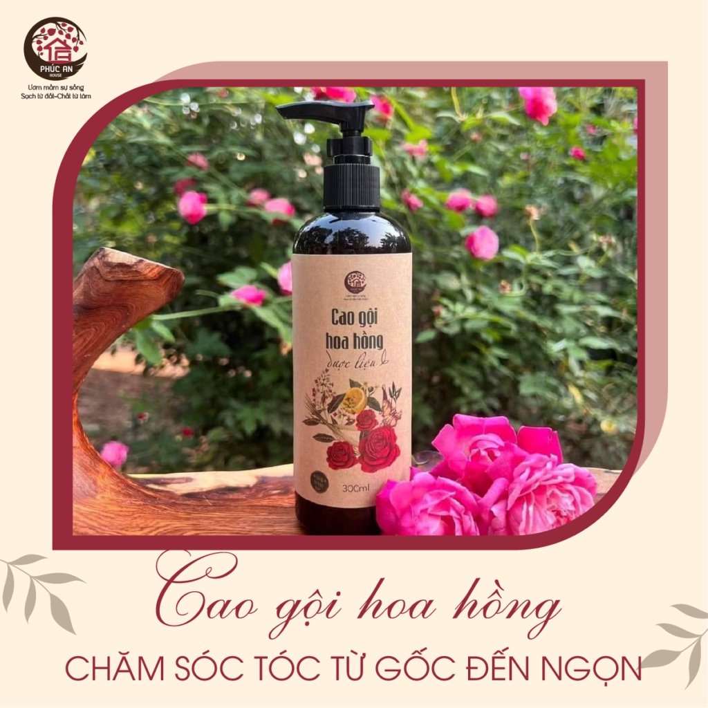 Cao gội Hoa hồng Phúc An House 300ml_ gội, xả kết hợp, tóc mềm, suôn mượt