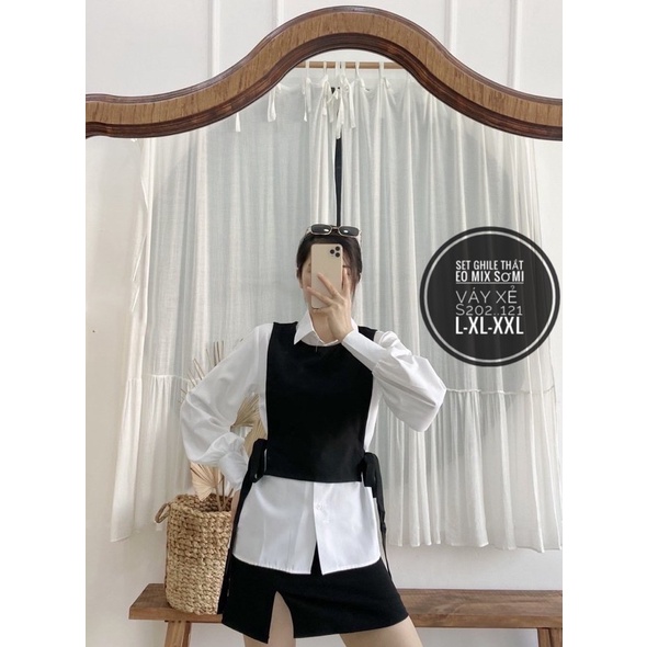 Set bộ sơ mi gile Bigsize ( sơ mi-gile-váy)trẻ trung,năng động( sỉ bigsize hcm-hoả tốc)