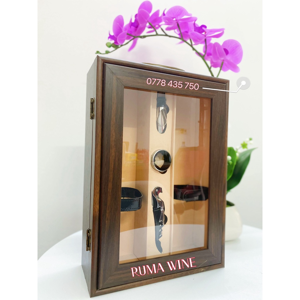 Set quà tặng rượu vang Ý 19.22 Primitivo - Hộp kính kèm phụ kiện