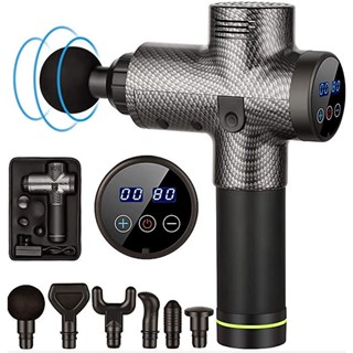 Súng massage cầm tay cao cấp EM009 30 mức độ rung 6 Đầu Massage Màn LCD điều khiển Cảm Ứng 1 chạm BH 12 tháng