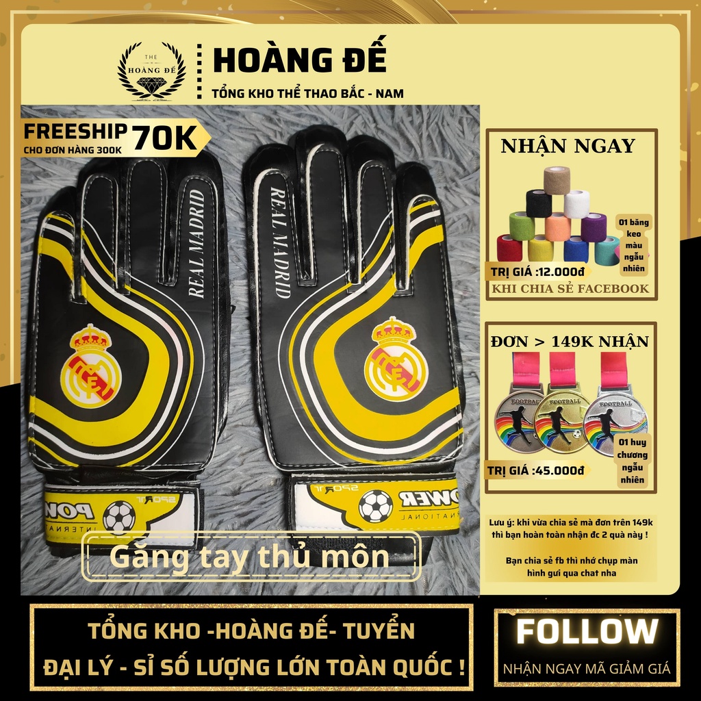 Găng tay thủ môn đá bắt bóng không xương giá rẻ siêu dính giá rẻ ,bao găng tay thủ môn không xương - Hoàng Đế 22