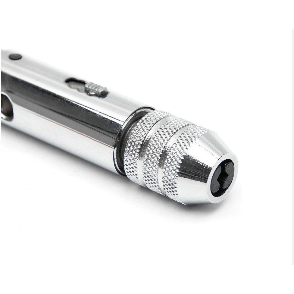 Tay quay taro tự động M3-M8 - Bộ taro tạo ren - tay quay mũi taro ren kèm 5 mũi ta rô