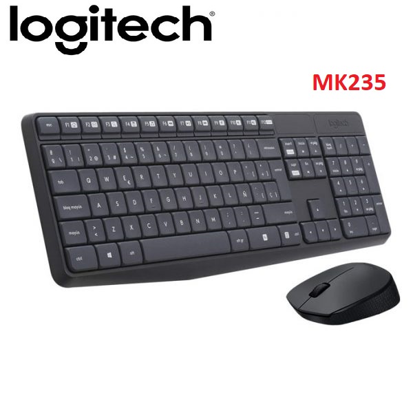 Bộ bàn phím và chuột không dây Logitech MK235 - Hàng Chính Hãng SPC