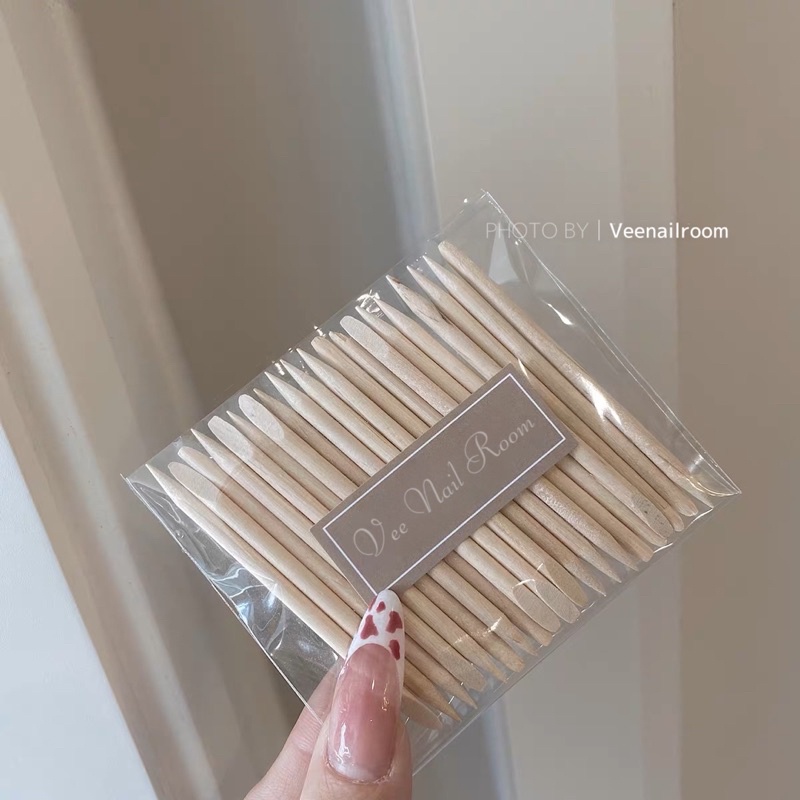 Set 100 que gỗ đẩy da, tháo móng, nail box