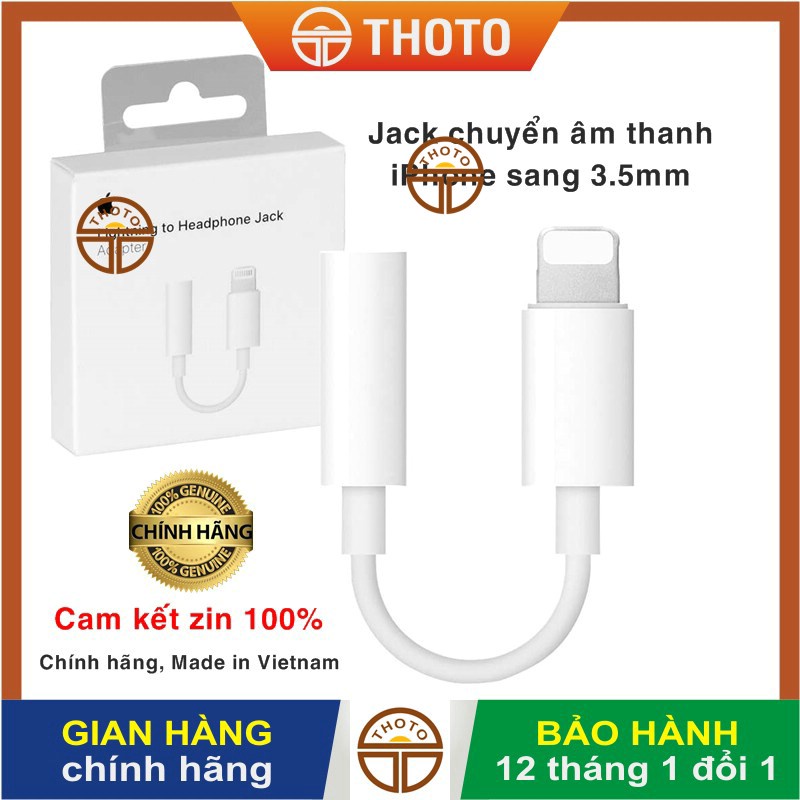 Cáp chuyển đổi âm thanh ipzin 100% - Jack chuyển đổi tai nghe 3.5 mm - Hàng chính hãng