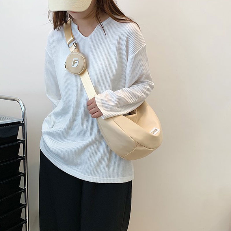 Mischa Túi Đeo Vai Bằng nylon Sức Chứa Lớn Màu Trơn Chống Thấm Nước Dễ Phối Đồ