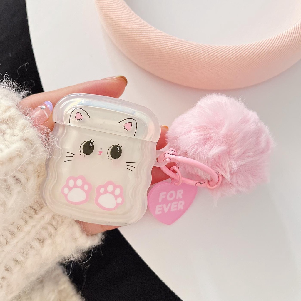 Vỏ Bảo Vệ Hộp Sạc Tai Nghe Bluetooth Airpods 1 / 2 3 2021 gen3 Bằng Silicon Mềm Trong Suốt Họa Tiết Hoạt Hình Đơn Giản Kèm Móc Treo Chống Rơi Tiện