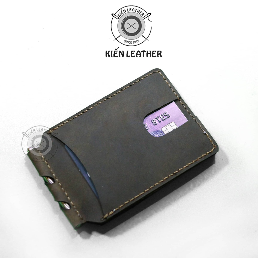 Ví nam mini, ví kẹp tiền money clip thiết kế Kiến Leather