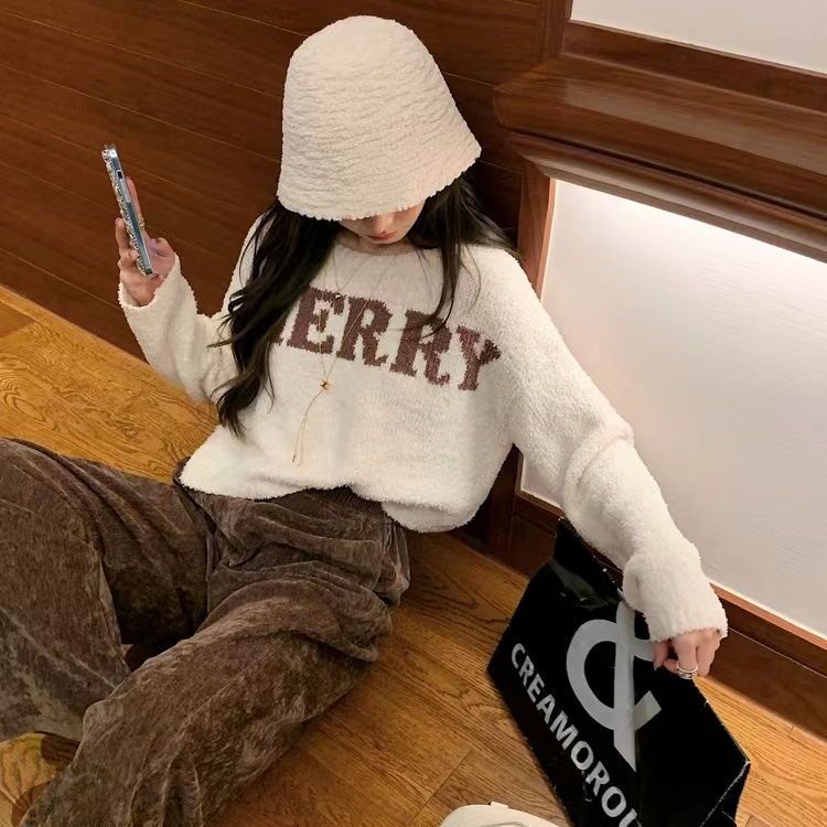 Jiashucheng Áo Sweater Tay Dài In Chữ Màu Sắc Tương Phản Thời Trang Mùa Thu Cho Nữ