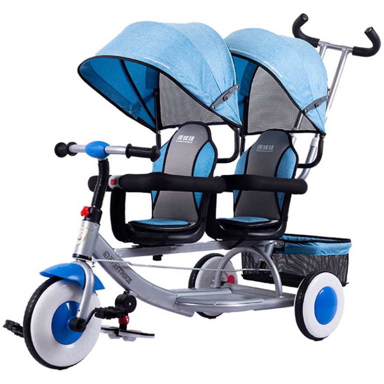 Xe đẩy đôi 3 bánh cho bé có mái che 838A [Shop Hà Quỳnh]