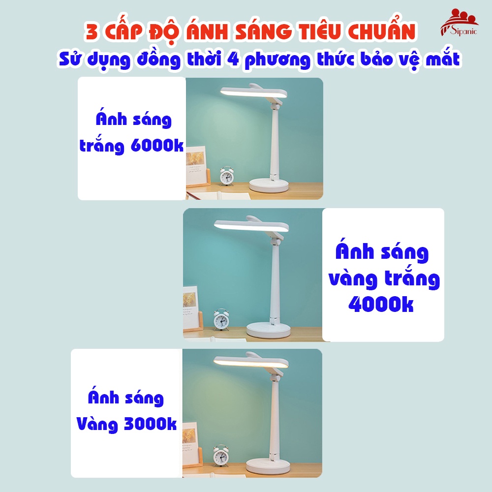 Đèn học chống cận, Sipanic để bàn tích điện cảm ứng 3 chế độ ánh sáng bảo vệ mắt