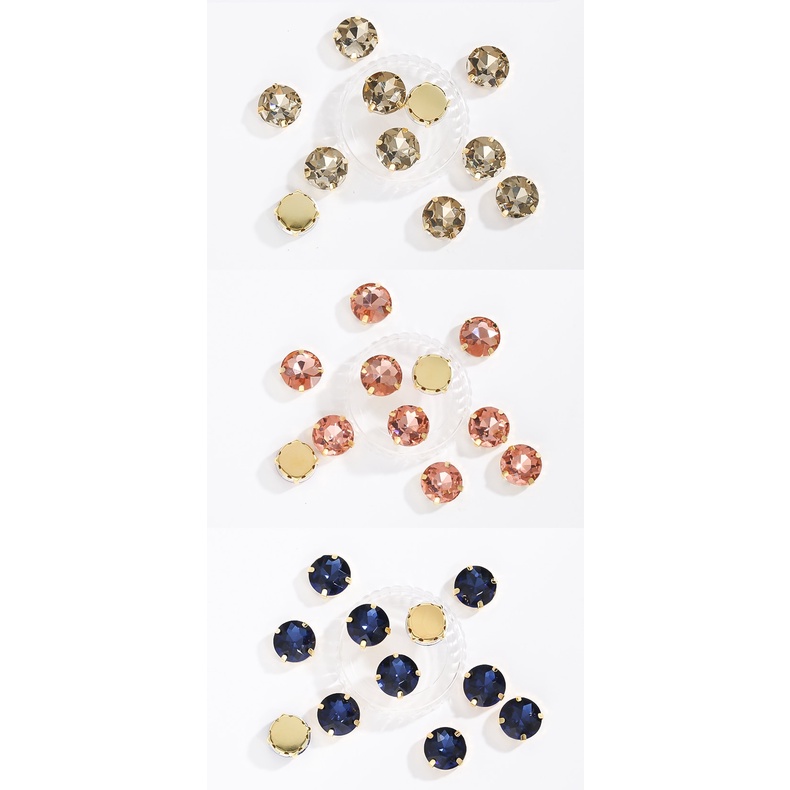 Kim Cương Giả Hình Tròn Có Móng Vuốt Màu Vàng Thêu Trên Váy Đính Đá Pha Lê Thủ Công