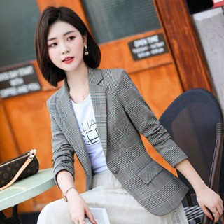 Áo Khoác blazer O kho n 2 l p p n u tr k phong c ch H n Qu c Dáng Ôm Sọc Caro phong Cách Mới Mùa Thu Cho Nữ Áo Khoác Vest Dáng Dài Thời Trang Thanh Lịch Cho Nữ