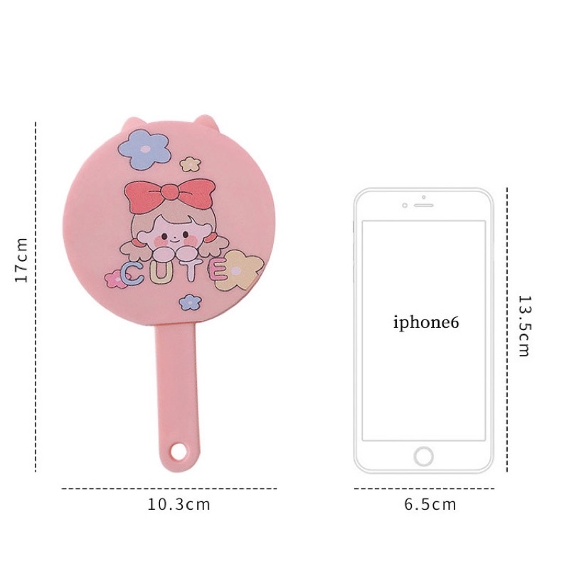 Gương mini cầm tay kèm  lược  họa tiết dễ thương, xinh xắn kèm lược trải đầu siêu xinh cho b a