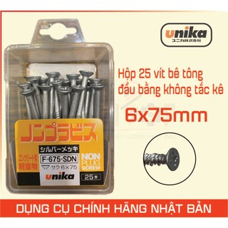 Ốc vít bắt tường không cần tắc kê Unika, bê tông phi 6mmx75mm loại tốt, dể sử dụng