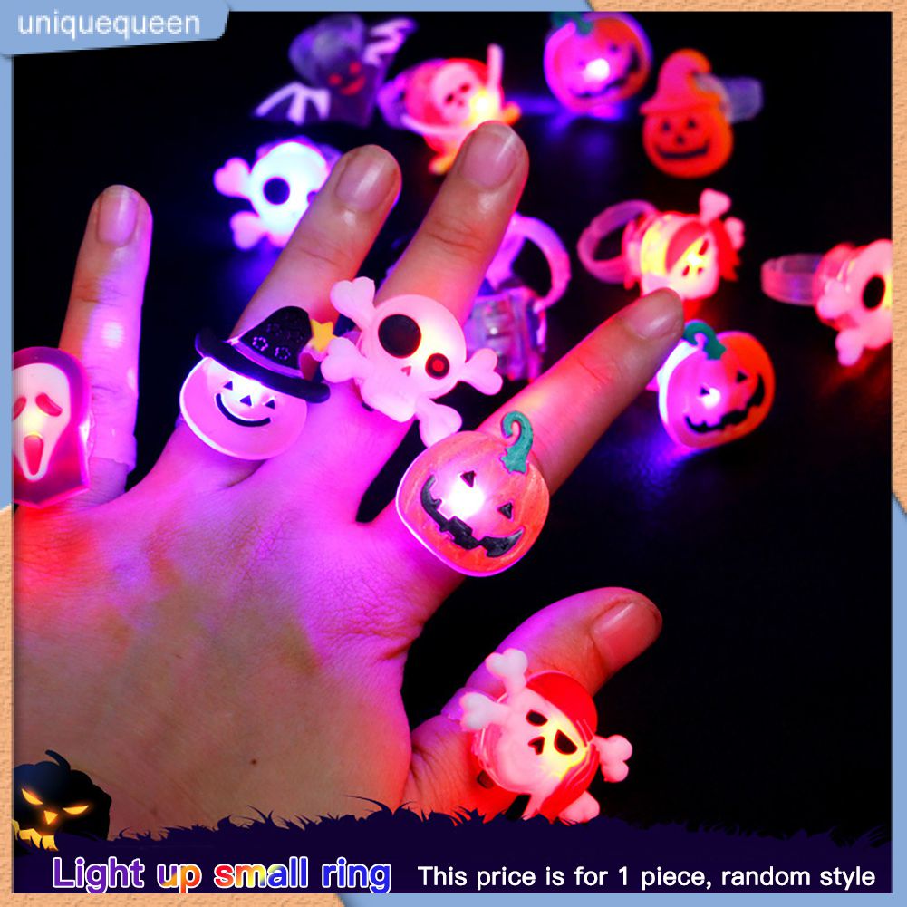 Halloween Vòng Phát Sáng Ngón Tay Đèn Led Lấp Lánh Bí Ngô Dạ Quang Vòng Tay Trẻ Em Đồ Chơi Quà Tặng Nhiều Hình Dạng Khác Nhau Dự Tiệc Bí Ngô Đèn Flash đảng Uni