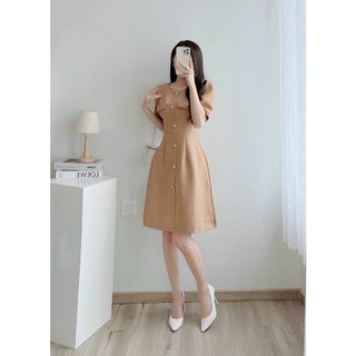 Đầm dạ hàn nắp túi cúc ngọc