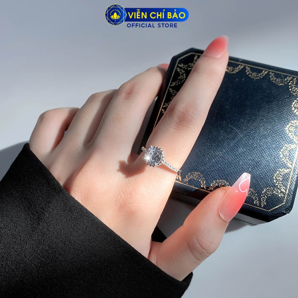 Nhẫn bạc nữ đính đá dải tròn chất liệu bạc 925 thời trang phụ kiện trang sức Viễn Chí Bảo N400871