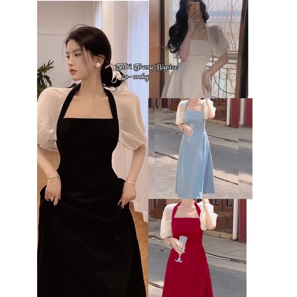 Váy xinh tay bồng điệu đà nhiều màu cho các nàng - Đầm Nữ Bigsize - Váy Dự Tiệc Xinh Đẹp Giá Rẻ 50-100kg