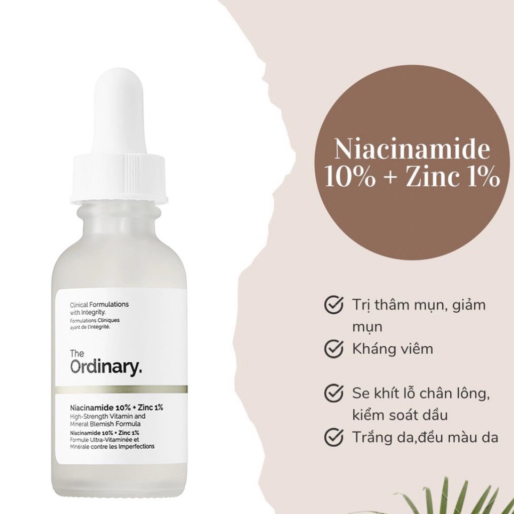 Serum The Ordinary Niacinamide 10% + Zinc 1% Tinh Chất Giúp Làm Sáng Da Thu Nhỏ Lỗ Chân Lông Giảm Mụn