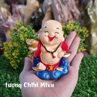 01 tượng Di Lặc 9cm cầm thỏi vàng may mắn