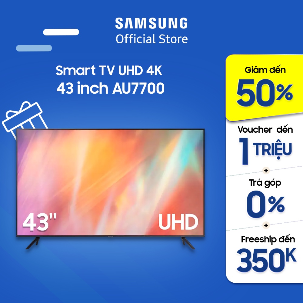 [Mã ELWP1TR giảm 7% & SAM15 giảm thêm 1TR5] Smart Tivi Samsung Crystal UHD 4K 43 inch UA43AU7700KXXV - Miễn phí lắp đặt