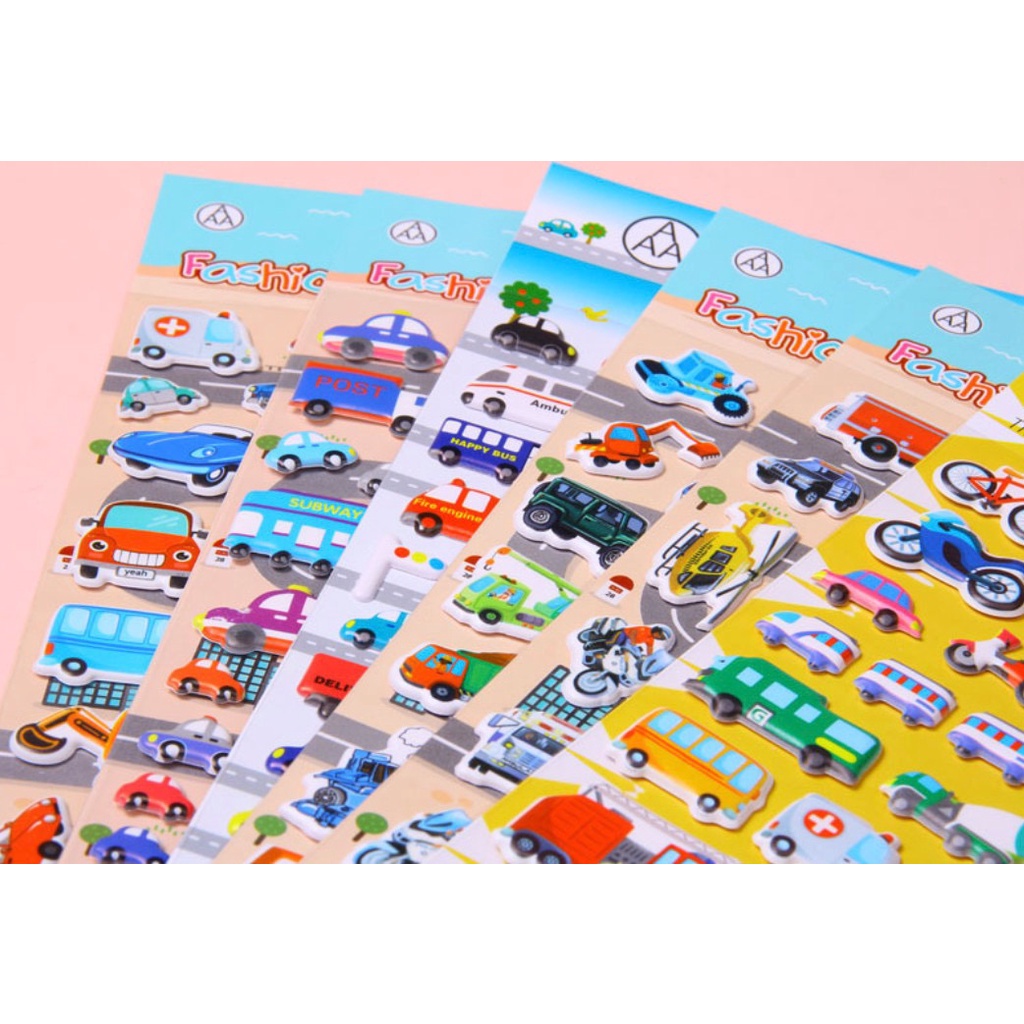 BỘ DÁN HÌNH STICKER HÌNH XE đồ chơi cho bé hình dán XE CỨU HOẢ CẢNH SÁT MÁY XÚC TÀU THUYỀN MÁY BAY XE CÔNG TRÌNH NEW2023