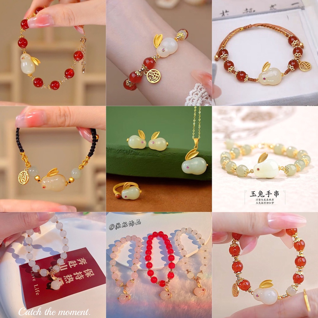 Money Rabbit Vòng Tay Ngọc Bích Vô Cực Phong Cách Cổ Tích Hetian Yu Màu Trắng Giá Trị Cao Cấp Dành Cho Bạn Gái