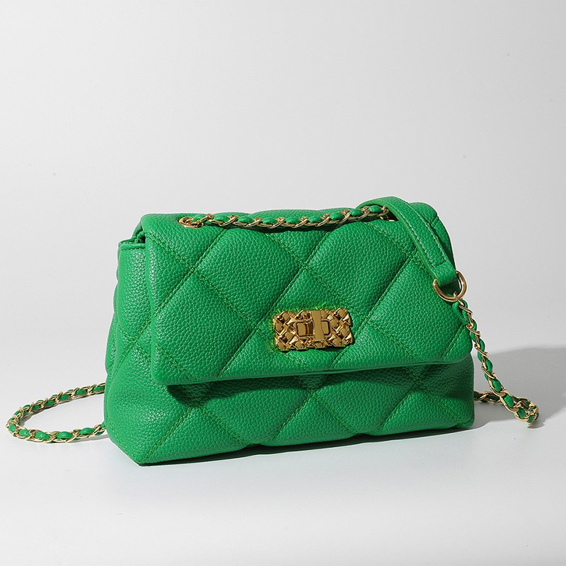 Túi Đeo Chéo Dây Xích Họa Tiết Lưới Kim Cương Thời Trang Dành Cho Nữ