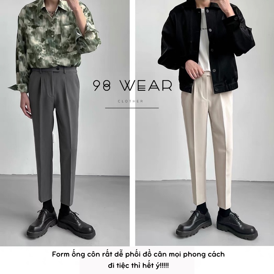 [Mã 12MINI7 giảm 40K đơn 150K] Quần âu nam 98WEAR ống côn cao cấp,quân tây nam vải không nhăn không xù trẻ trung