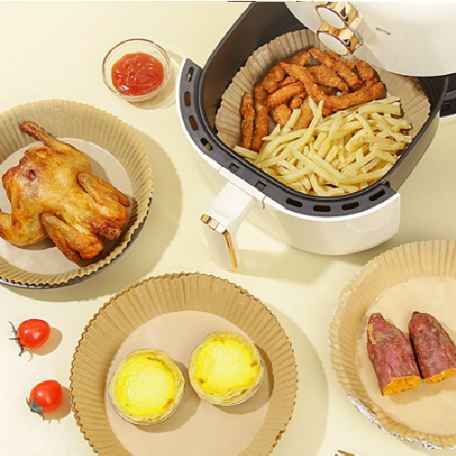 Bộ 50 Miếng Giấy Lót Nồi Chiên Không Dầu, miếng lót nướng thấm dầu hình tròn