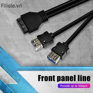 Pc case 20pin to 2 port usb 3.0 front panel cable adapter with fixed foot