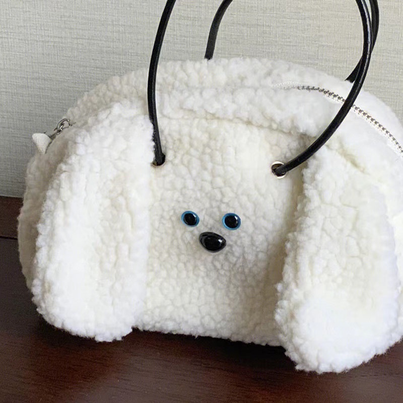 Túi Xách Lông Nhung Hình Chú Chó Con Dễ Thương Xinh Xắn Cho Nữ
