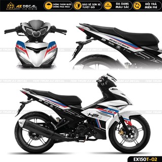 Decal trùm exciter 150 phong cách hp4 | ex150t-02 | tem chế dán xe máy ex 150 màu đen, đỏ, trắng đẹp
