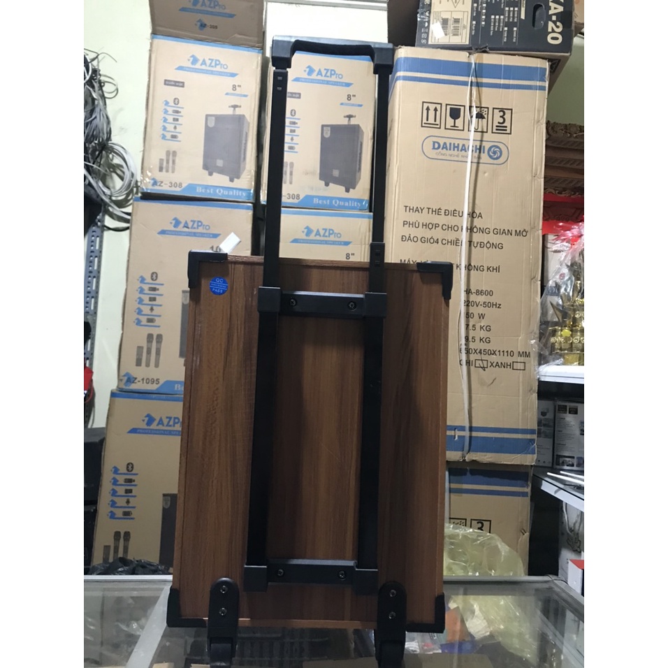 Loa kéo karaoke mini AZPro AZ 8 Loa bluetooth 2 mic Loa kẹo kéo di động