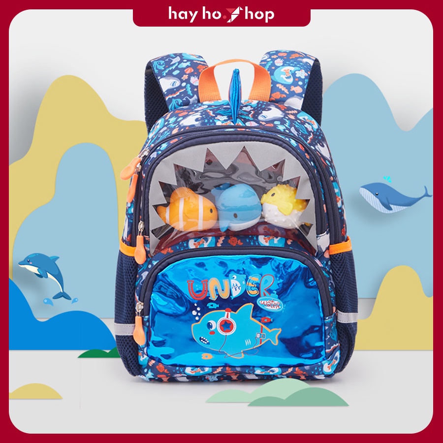 Balo mẫu giáo lớp 1 hình thú đại dương siêu nhẹ cao cấp thời trang cho bé