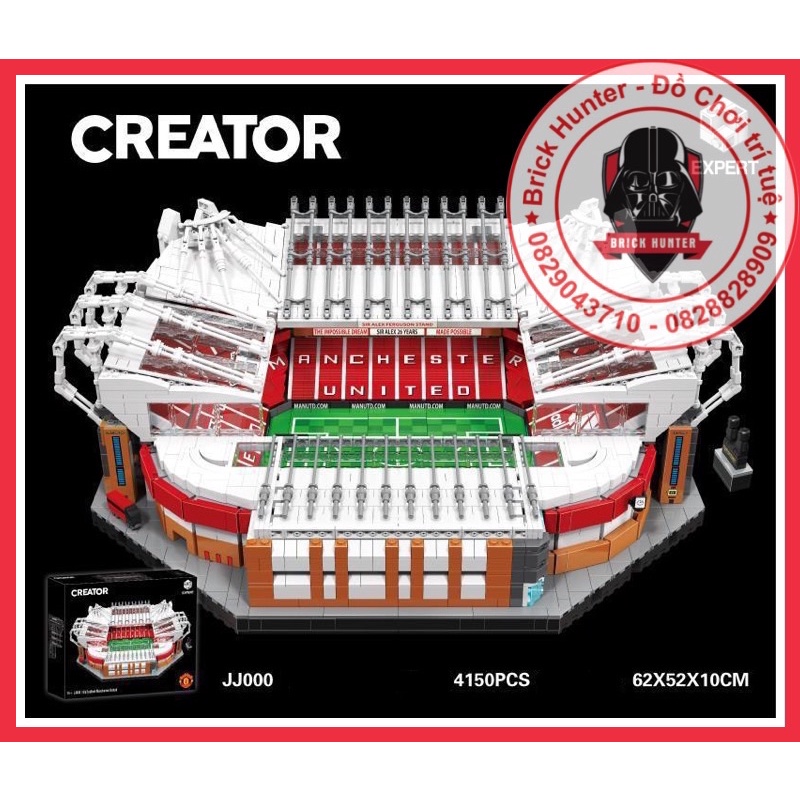 Lebo Stars JJ000 Creator Old Trafford Stadium bộ đồ chơi lắp ráp mô hình sân vận động của câu lạc bộ bóng đá Man Utd