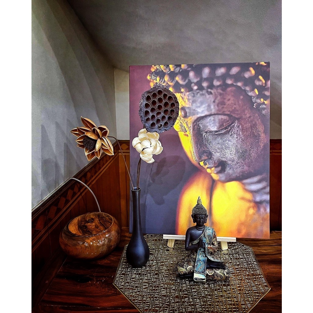 Tranh canvas treo tường mặt Phật 50 x 70 cm