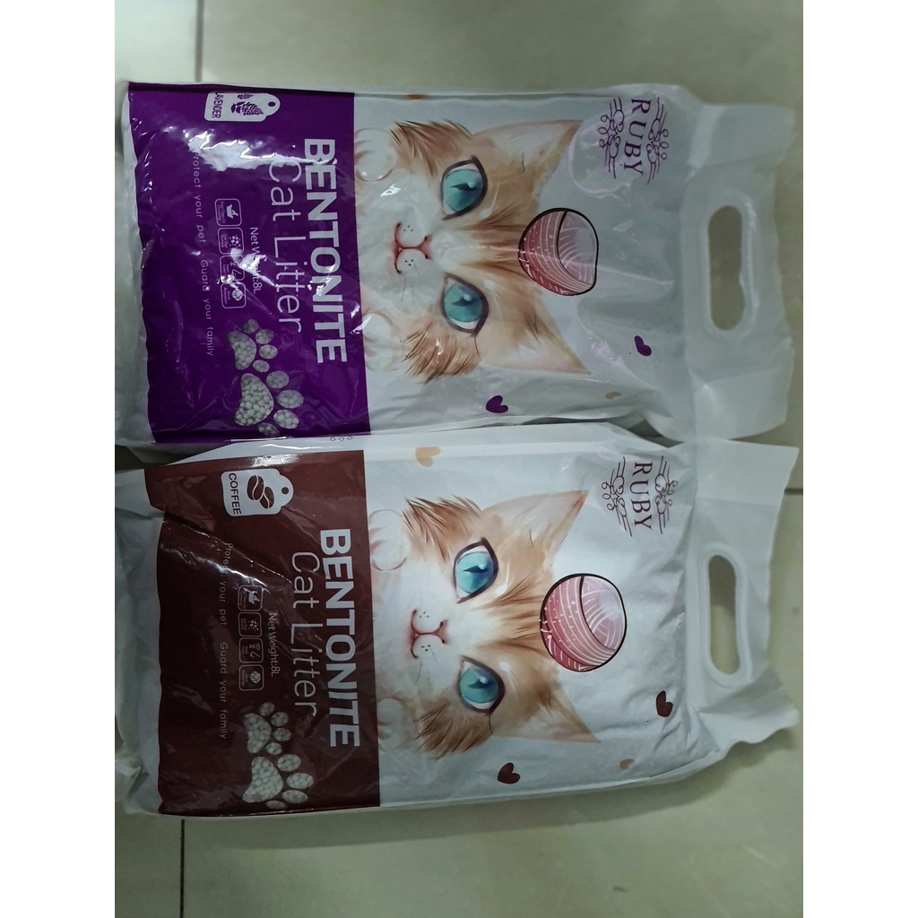 CÁT BENTONITE RUBY CHO MÈO 8L