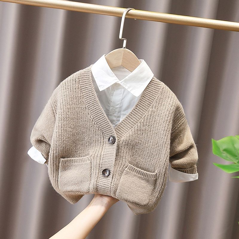 Lưng Áo Khoác Cardigan Dệt Kim Dày Dặn In Hoạt Hình Thời Trang Thu Đông 2022 Cho Bé