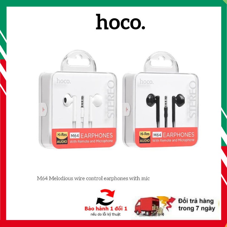 🚀 CHÍNH HÃNG 🚀Tai Nghe Hoco M64 🚀 Tai Nghe Có Dây-Jack 3.5mm-Có Micro Đàm Thoại Siêu Bền Kèm Núm Thay Thế Bảo Hành 6T