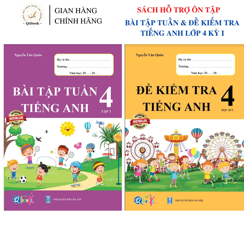 - Combo 2 quyển bài tập tuần và đề kiểm tra tiếng anh 4 học kì 1
