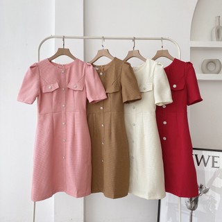 Đầm dạ hàn nắp túi cúc ngọc