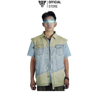 Áo Gile Vải Denim Wash Loang Phối Màu Local Brand NAP