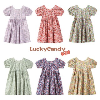 Đầm LUCKYCANDY in họa tiết hoa ngắn tay thời trang mùa hè ngọt ngào cho bé gái váy hoa nhí