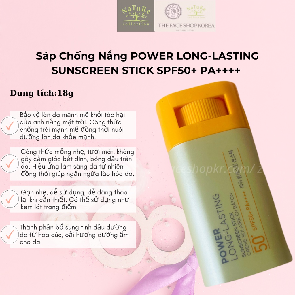 Sáp chống nắng TheFaceShop Power Long-Lasting Sunscreen Stick Spf50+ Pa++++
